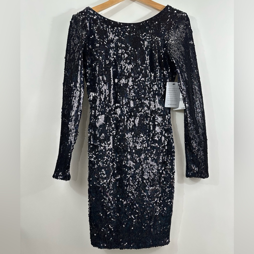 Dress the Population Lola Black Sequin Dress Size Medium NWT